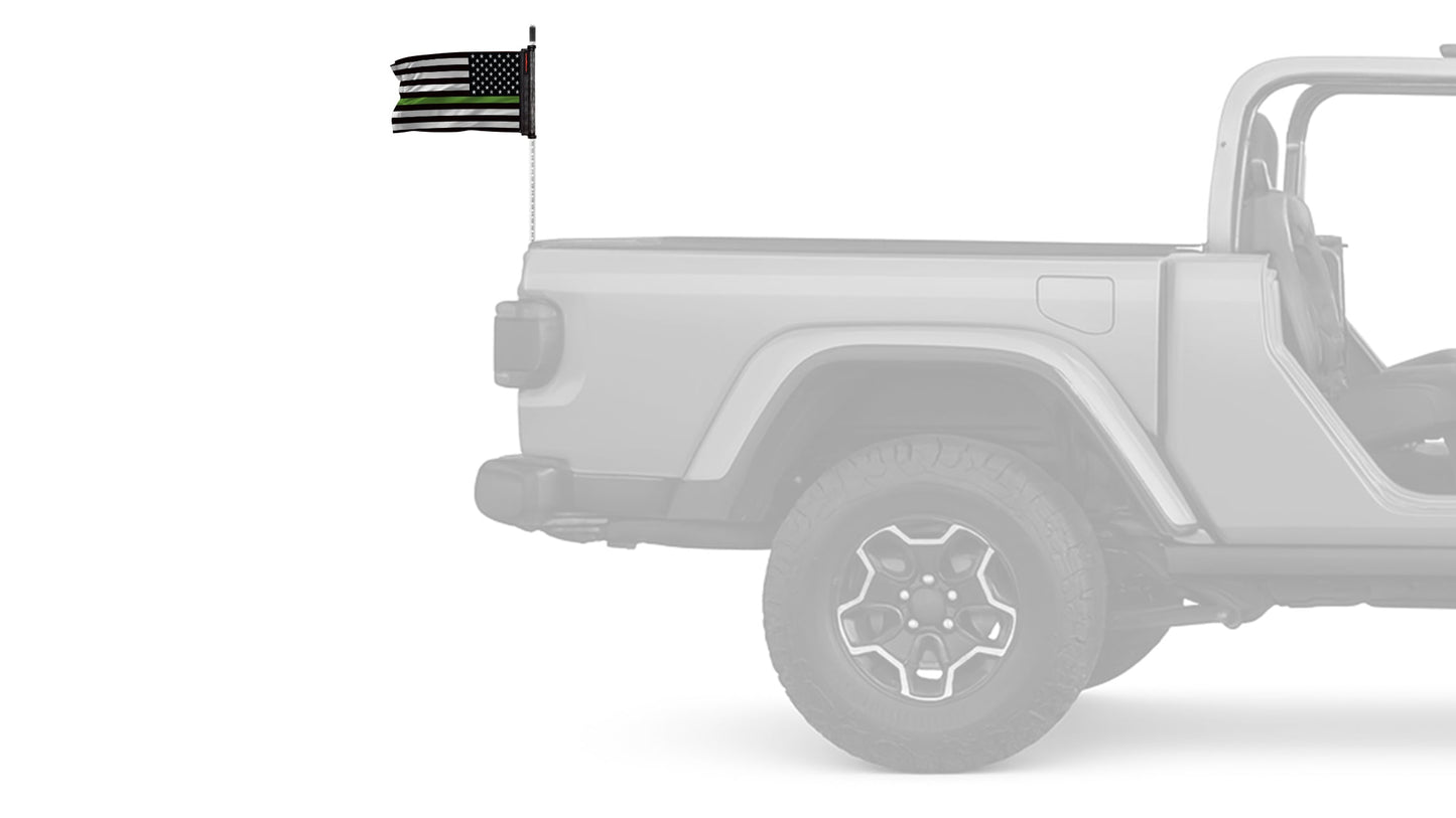 USA Subdued Thin Green Line 12"x18" Forever Wave Flag for Jeep Wrangler LJ 2003-2006