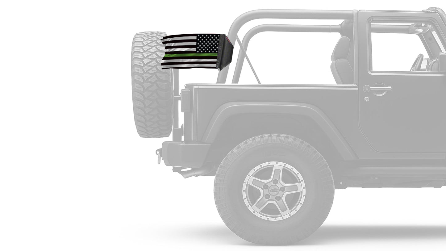 USA Subdued Thin Green Line 12"x18" Forever Wave Flag for Jeep Wrangler LJ 2003-2006