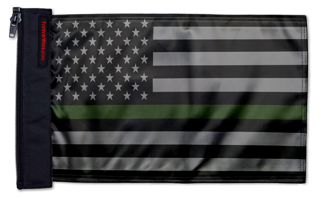 USA Subdued Thin Green Line 12"x18" Forever Wave Flag for Jeep Wrangler LJ 2003-2006