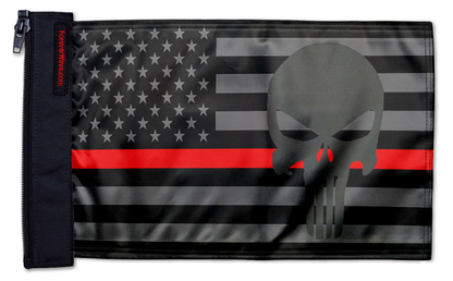 USA Subdued Thin Red Line Punisher 12"x18" Forever Wave Flag for Jeep Wrangler JK 2-Door 2007-2018