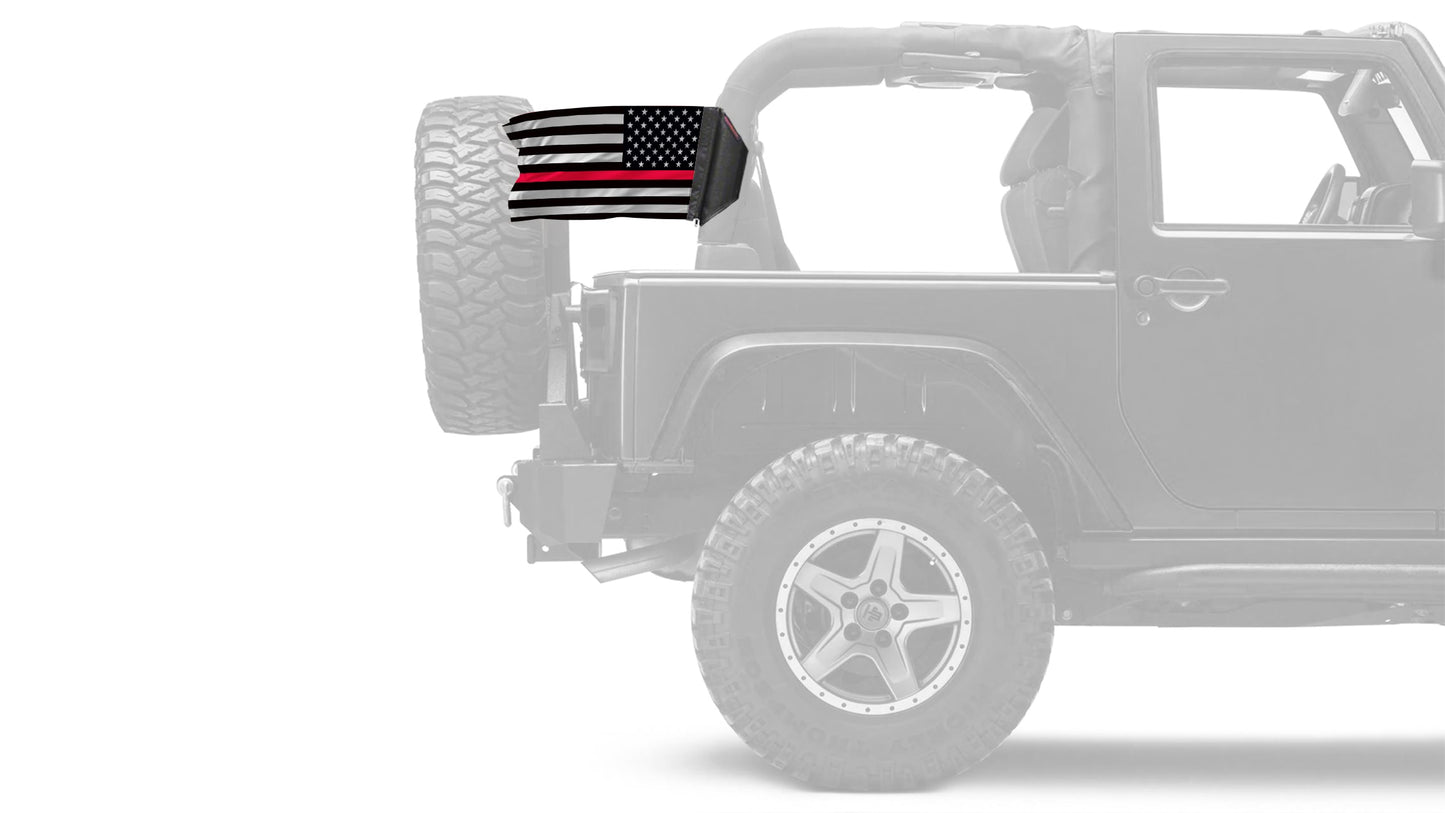 USA Subdued Thin Red Line 12"x18" Forever Wave Flag for Jeep Wrangler LJ 2003-2006