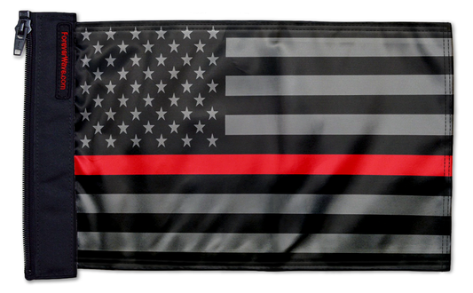 USA Subdued Thin Red Line 12"x18" Forever Wave Flag for Jeep Wrangler JLU 4-Door 2018-Present
