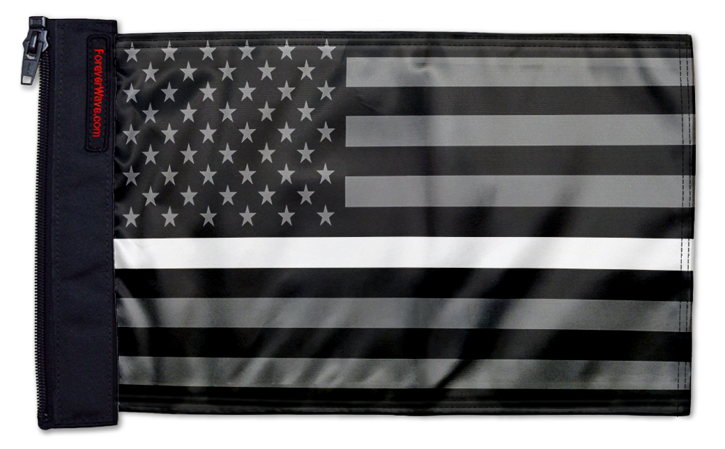 USA Subdued Thin White Line 12"x18" Forever Wave Flag for Jeep Wrangler JKU 4-Door 2007-2018