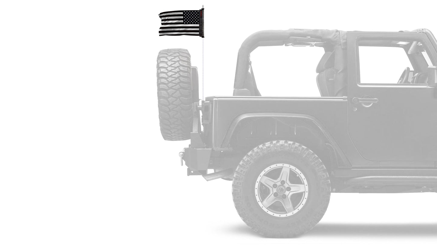 USA Subdued Thin White Line 12"x18" Forever Wave Flag for Jeep Wrangler JKU 4-Door 2007-2018