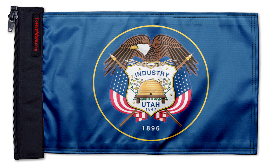 State Flag Utah "Old Style" 12"x18" Forever Wave Flag for Jeep Wrangler CJ-7 and CJ-8 1976-1986