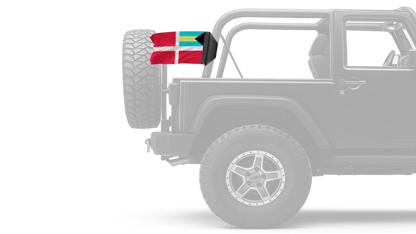 Bahamas Courtesy 12"x18" Forever Wave Flag for Jeep Wrangler YJ 1986-1995