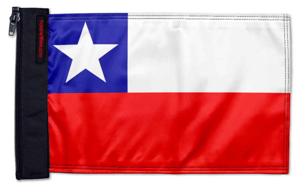 Chile 12"x18" Forever Wave Flag for Jeep Wrangler TJ 1996-2006