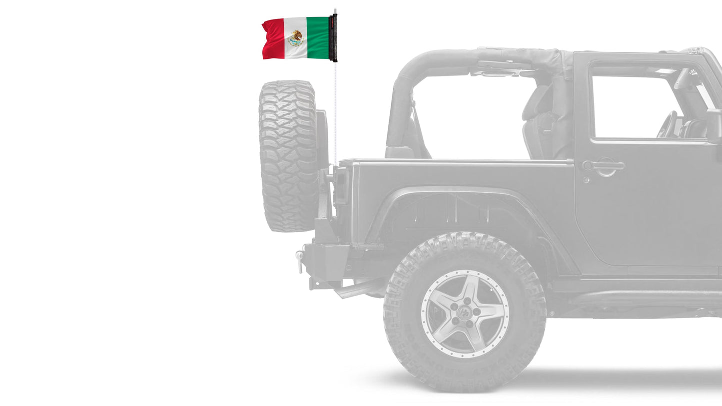 Mexico 12"x18" Forever Wave Flag for Jeep Wrangler YJ 1986-1995