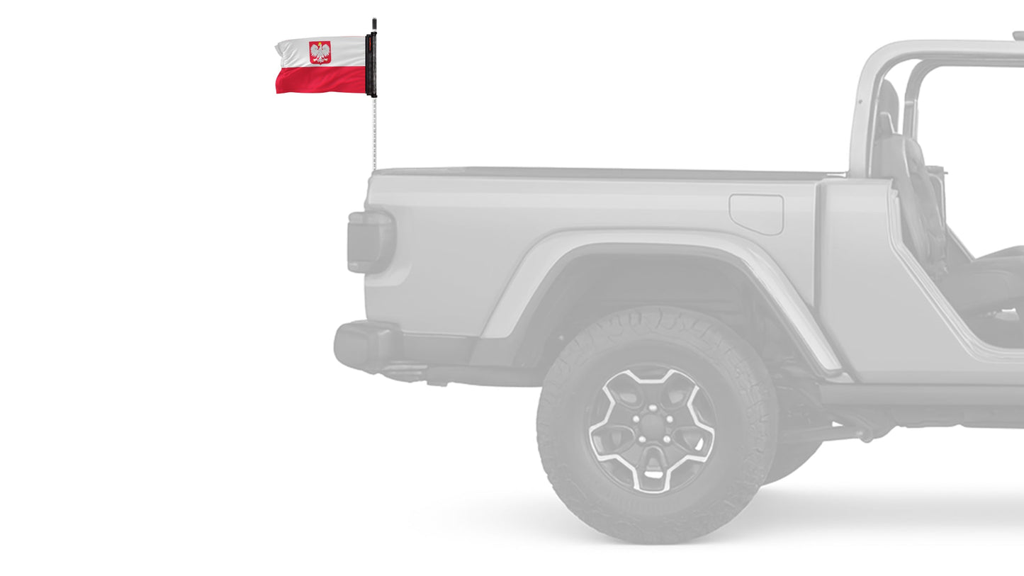 Poland 12"x18" Forever Wave Flag for Jeep Wrangler LJ 2003-2006