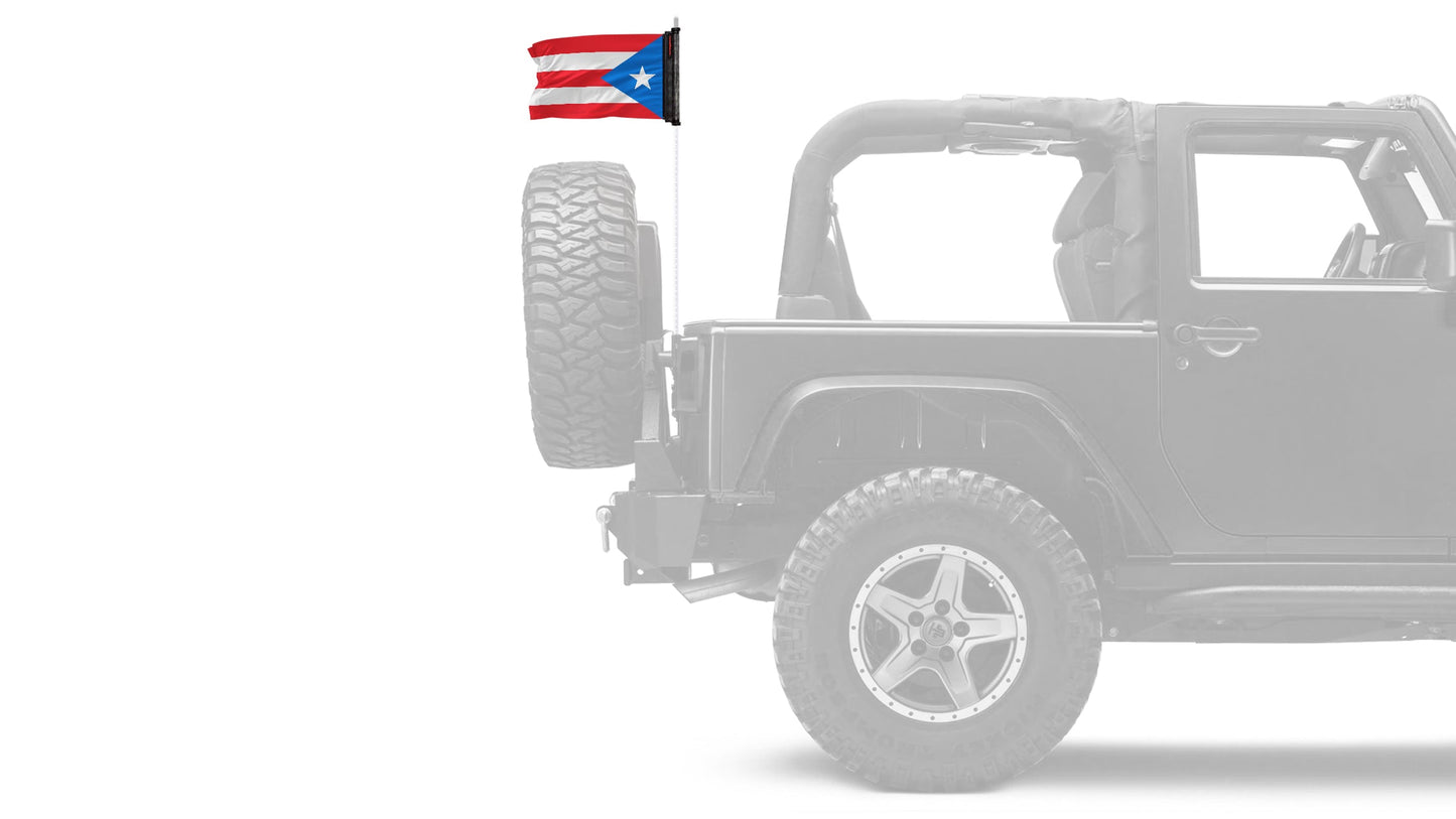 Puerto Rico 12"x18" Forever Wave Flag for Jeep Wrangler JKU 4-Door 2007-2018