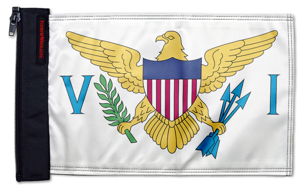 US Virgin Islands 12"x18" Forever Wave Flag for Jeep Wrangler CJ-7 and CJ-8 1976-1986
