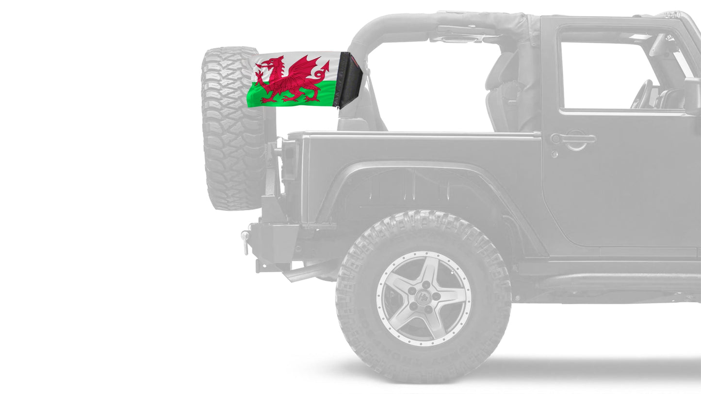 Wales 12"x18" Forever Wave Flag for Jeep Wrangler YJ 1986-1995