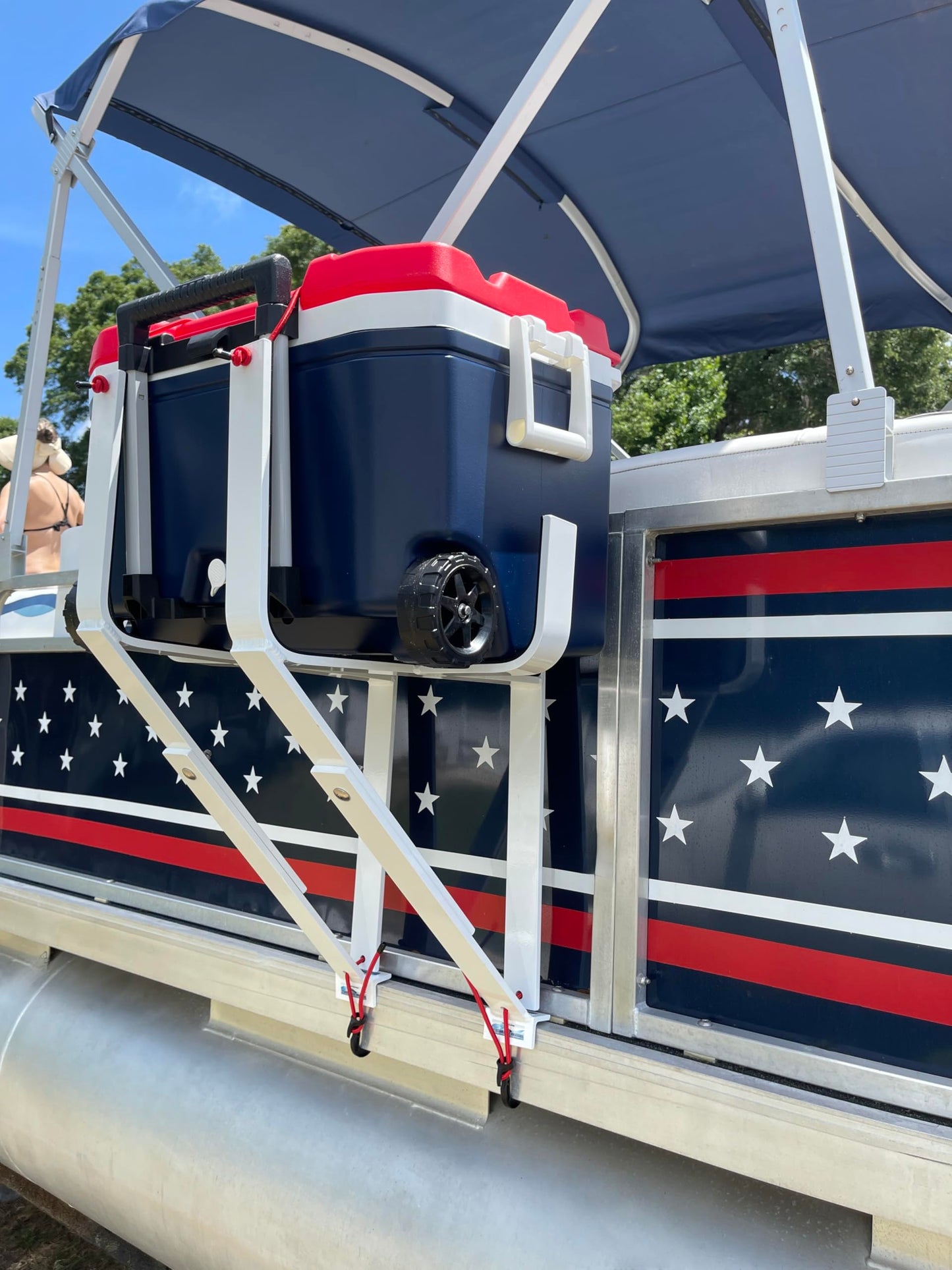 Pontoon Boat Super Cooler Solution with Storage Rack