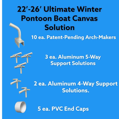 22'-26' Ultimate Pontoon Boat Canvas Solution with 3" Rise with 18 Gator Bites