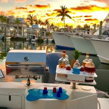 Docktail Boat Table Caddy with Adjustable Rod Holder Mount