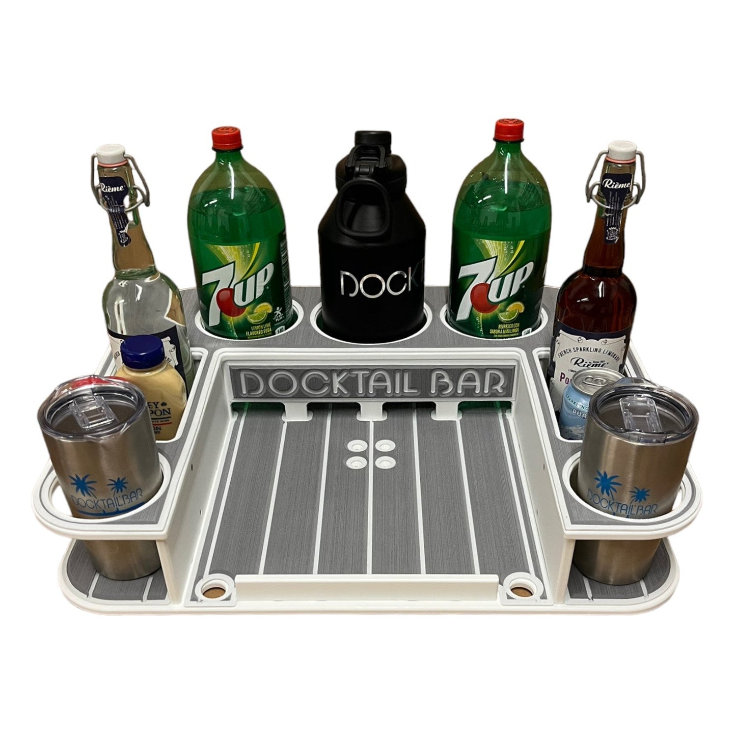 Docktail Butler Boat Table with Adjustable Rod Holder Mount