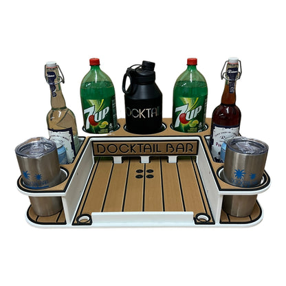 Docktail Butler Boat Table with Adjustable Rod Holder Mount