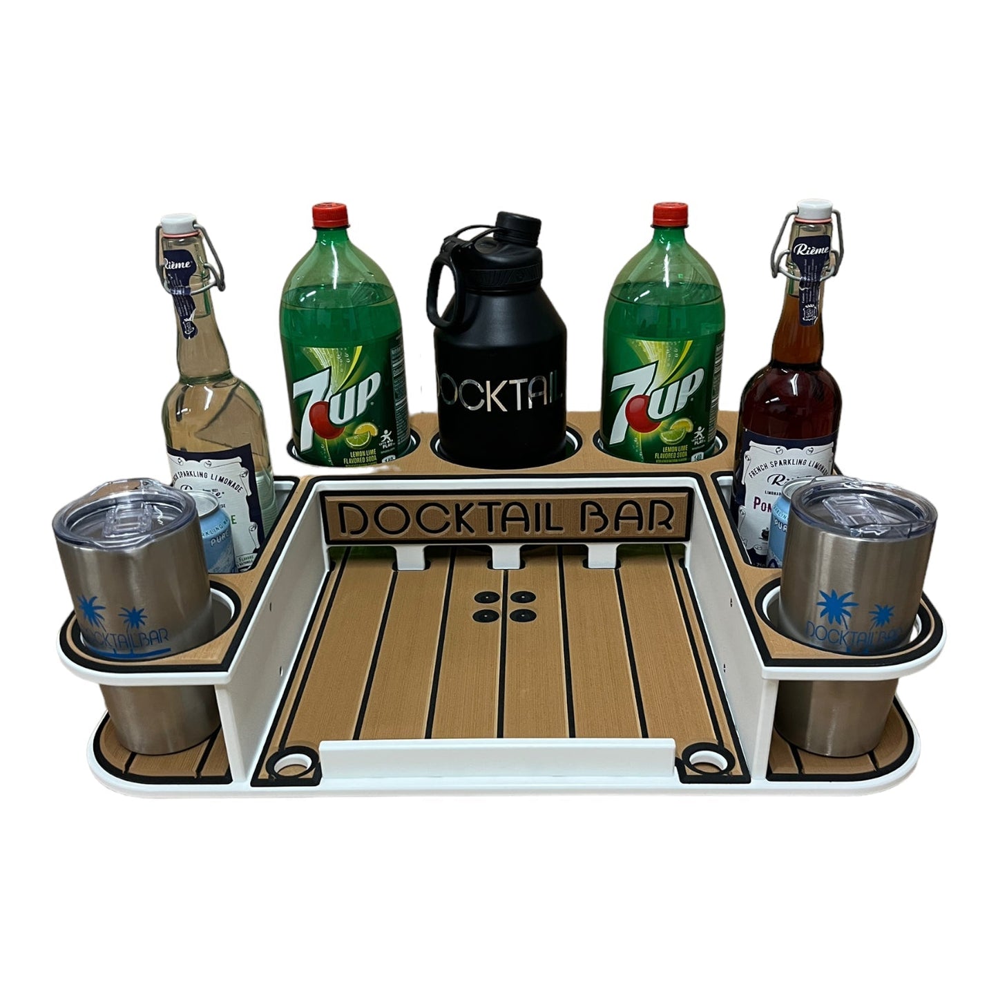 Docktail Butler Boat Table with Pontoon Boat Rail Mount