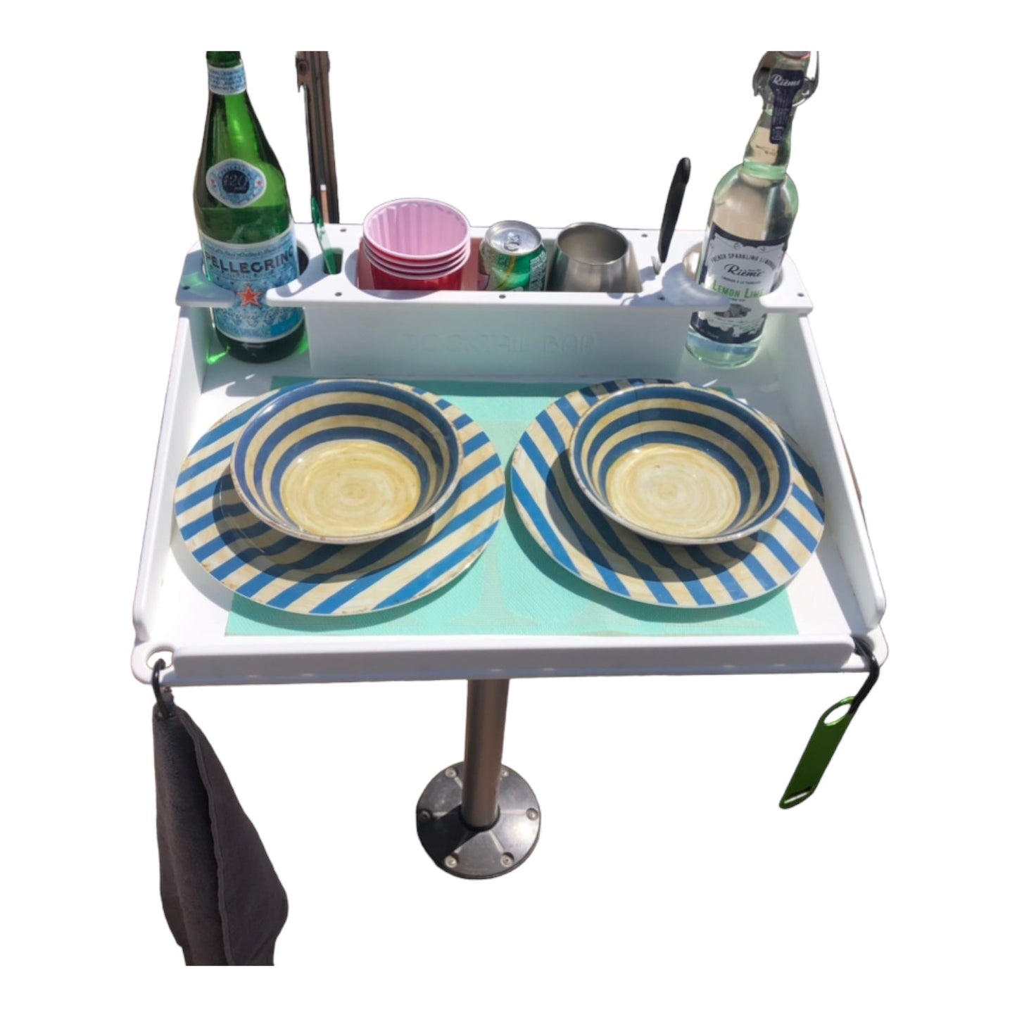 Docktail Utility Boat Table with Pedestal Table Attachment Options