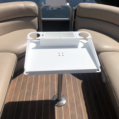 Docktail Utility Boat Table with Pedestal Table Attachment Options