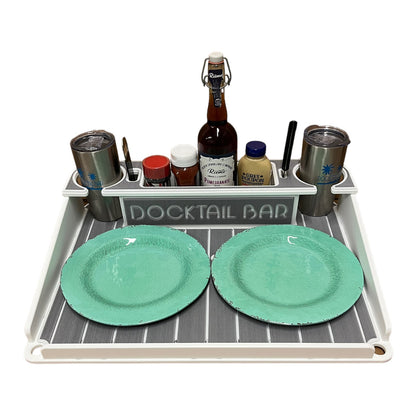 Docktail Utility Boat Table with Pontoon Boat Rail Mount