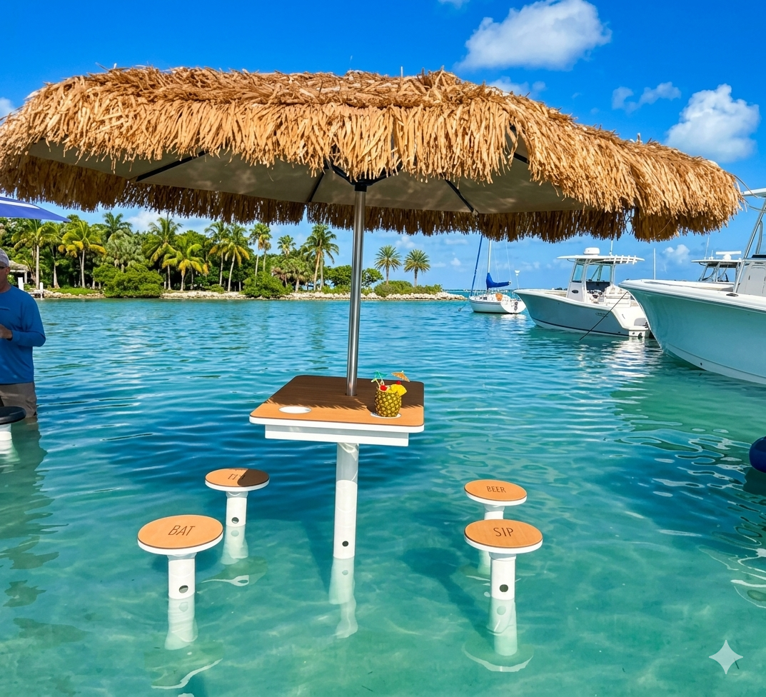 Set of Four Tiki Table Stools