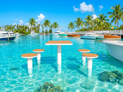 Set of Four Tiki Table Stools