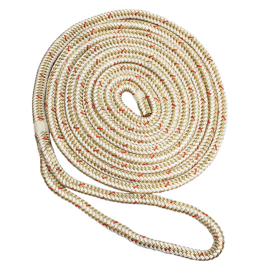 New England Ropes 5/8" Double Braid Dock Line - White/Gold w/Tracer - 50 [C5059-20-00050]