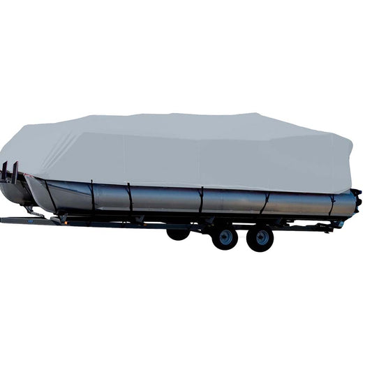 Carver Sun-DURA Styled-to-Fit Boat Cover f/23.5 Pontoons w/Bimini Top  Partial Rails - Grey [77623S-11]