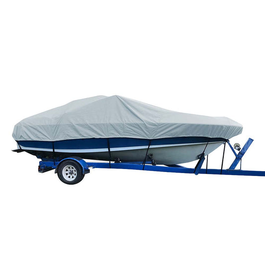 Carver Sun-DURA Styled-to-Fit Boat Cover f/18.5 V-Hull Low Profile Cuddy Cabin Boats w/Windshield  Rails - Grey [77718S-11]