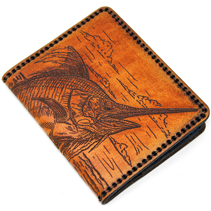 Hand Stitched Leather Wallet - Blue Marlin